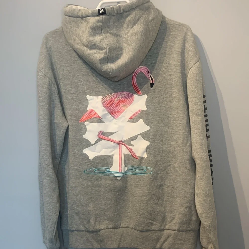 Zoo York Grey Hoodie w Pink Flamingo - Picture 3 of 5